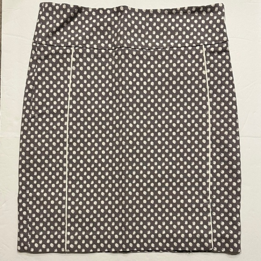 Margaret M Petites gray and white Polka Dot pencil stretch Skirt size medium P